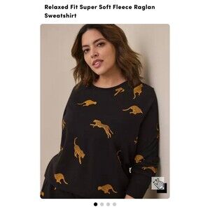Torrid size 5 black tiger cheetah cat relaxed fit sweatshirt